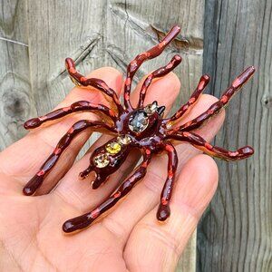 Large Spider Brooch Rhinestone Spider Brooch Halloween Brooch Spider Pin